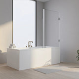 70cm Frameless Swing Bath Screen – White Hardware with Stainless steel hinge for Modern Bathrooms