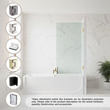 70cm Frameless Swing Bath Screen – White Hardware with Stainless steel hinge for Modern Bathrooms