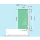 90cm Frameless Swing Bath Screen – White Hardware with Stainless steel hinge for Modern Bathrooms - Top-Down View