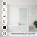 90cm Frameless Swing Bath Screen – White Hardware with Stainless steel hinge for Modern Bathrooms - Front View