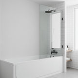 90cm Frameless Swing Bath Screen – Nickel Hardware with Stainless steel hinge for Modern Bathrooms - Side View