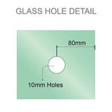 110cm Wall to Wall Frameless Shower Screen with White Brackets and SS Hinges, Square Knob Handle - Extra Image