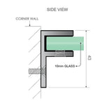 120cm Wall-to-Wall Frameless Shower Screen – Gold F-Brackets and Floor F-Bracket with SS Hinges & Square Double Pull Handle