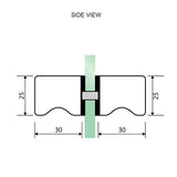 100cm Wall to Wall Frameless Shower Screen with Black Brackets and Brass Hinges, Square Knob Handle - Extra Image