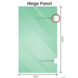 90cm Frameless Wall-to-Wall Shower Screen with Gold U-Brackets , Brass Hinges & Round Knob Handle