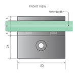 90cm Frameless Wall-to-Wall Shower Screen with Gunmetal F-Brackets , Brass Hinges & Round Knob Handle