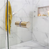 100cm Frameless Wall-to-Wall Shower Screen with Gold U-Brackets , Brass Hinges & Round Knob Handle