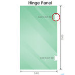 120cm Frameless Wall-to-Wall Shower Screen with Gunmetal F-Brackets and Floor F-Bracket, Brass Hinges & Round Knob Handle