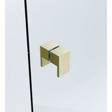 100cm Frameless Wall-to-Wall Shower Screen with Gold U-Brackets and Floor U-Bracket, Brass Hinges & Square Double Pull Handle