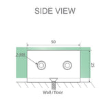 110cm Frameless Wall-to-Wall Shower Screen with Gold U-Brackets and Floor U-Bracket, Brass Hinges & Square Double Pull Handle