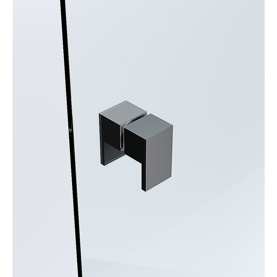 120cm Frameless Wall-to-Wall Shower Screen with Black U-Brackets and Floor U-Bracket, Brass Hinges & Square Double Pull Handle
