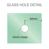 110cm Wall to Wall Frameless Shower Screen with Black Channel and SS Hinges , Square Knob Handle - Extra Image
