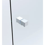 110cm Wall to Wall Frameless Shower Screen with White Channel and SS Hinges , Square Knob Handle - Extra Image