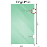 90cm Wall-to-Wall Frameless Shower Screen – Gold Wall Channel with Brass Hinges & Square Knob Handle - Side View