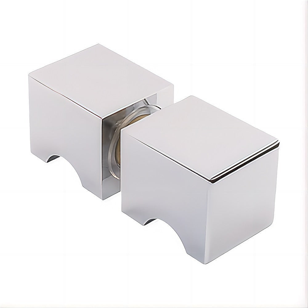 100cm Wall to Wall Frameless Shower Screen with Chrome Channel and Brass Hinges , Square Knob Handle