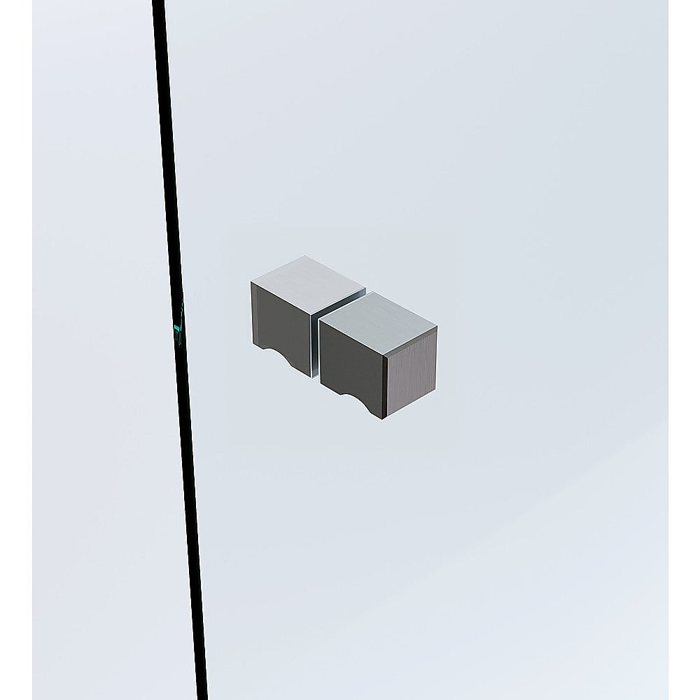 110cm Wall to Wall Frameless Shower Screen with Gunmetal Channel and Brass Hinges , Square Knob Handle