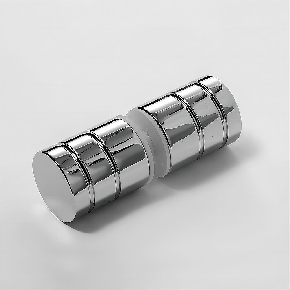 100cm Wall-to-Wall Frameless Shower Screen – Chrome Wall & Floor Channel with Brass Hinges & Round Knob Handle