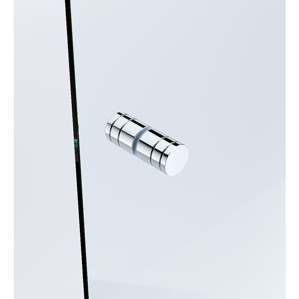 110cm Wall-to-Wall Frameless Shower Screen – Chrome Wall Channel and Floor Channel with Brass Hinges & Round Knob Handle