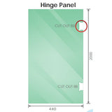110cm Wall-to-Wall Frameless Shower Screen – Gold Wall Channel and Floor Channel with Brass Hinges & Square Double Pull Handle - Side View