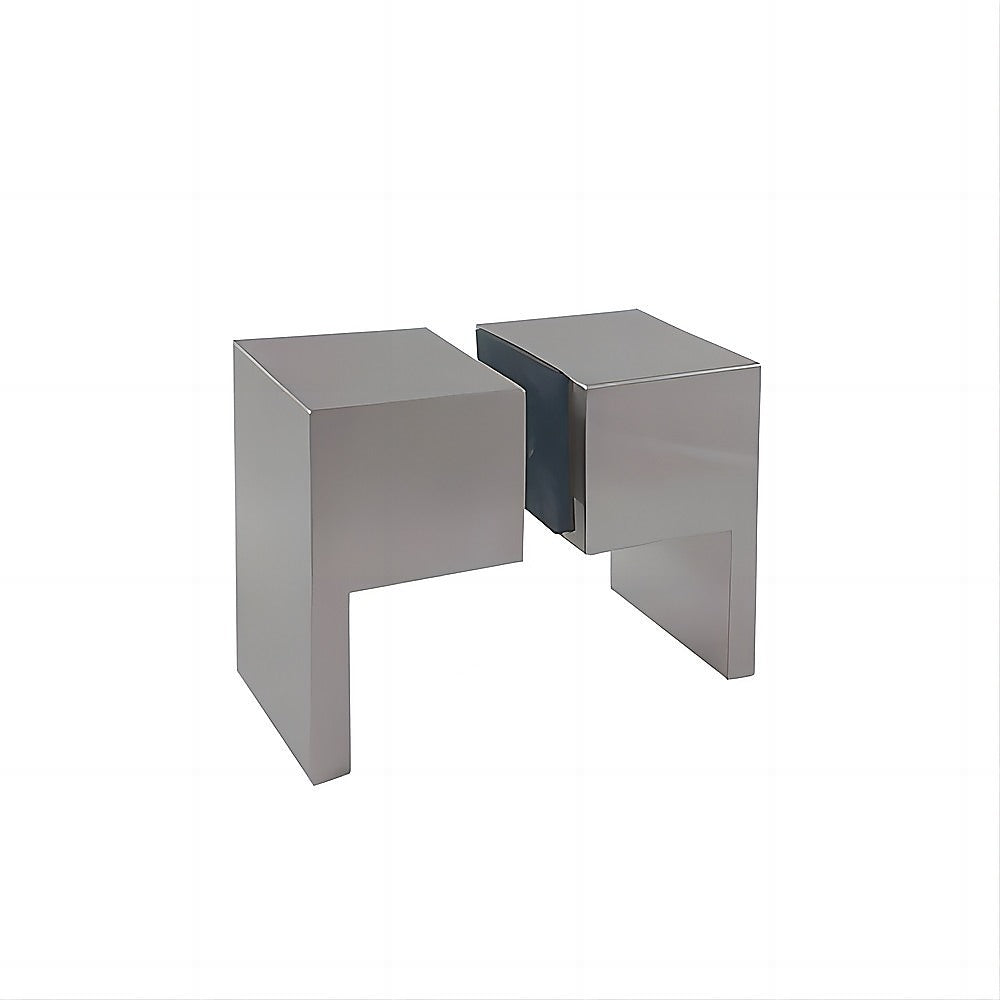 110cm Wall to Wall Frameless Shower Screen with Nickel Channel and Brass Hinges , Square Double Pull Handle