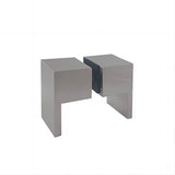 110cm Wall to Wall Frameless Shower Screen with Nickel Channel and Brass Hinges , Square Double Pull Handle - Extra Image