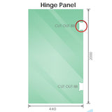 110x80cm Corner Frameless Shower Screen with White Brackets and SS Hinges, Square Knob Handle - Side View