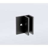 110x70cm Corner Frameless Shower Screen with Black Wall F-Brackets and SS Hinges, Round Knob Handle - Close-Up Angle