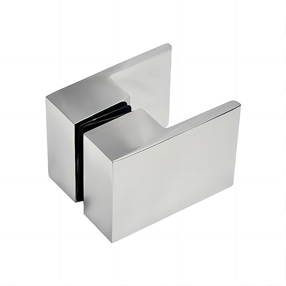 110x80cm Corner Frameless Shower Screen with Chrome Wall Channel and Floor F-Bracket and SS Hinges, Square Double Pull Handle