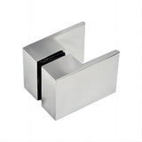 110x100cm Corner Frameless Shower Screen with Chrome Wall Channel and Floor F-Bracket and SS Hinges, Square Double Pull Handle