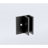 110x100cm Corner Frameless Shower Screen with Black Brackets and SS Hinges, Square Double Pull Handle - Close-Up Angle