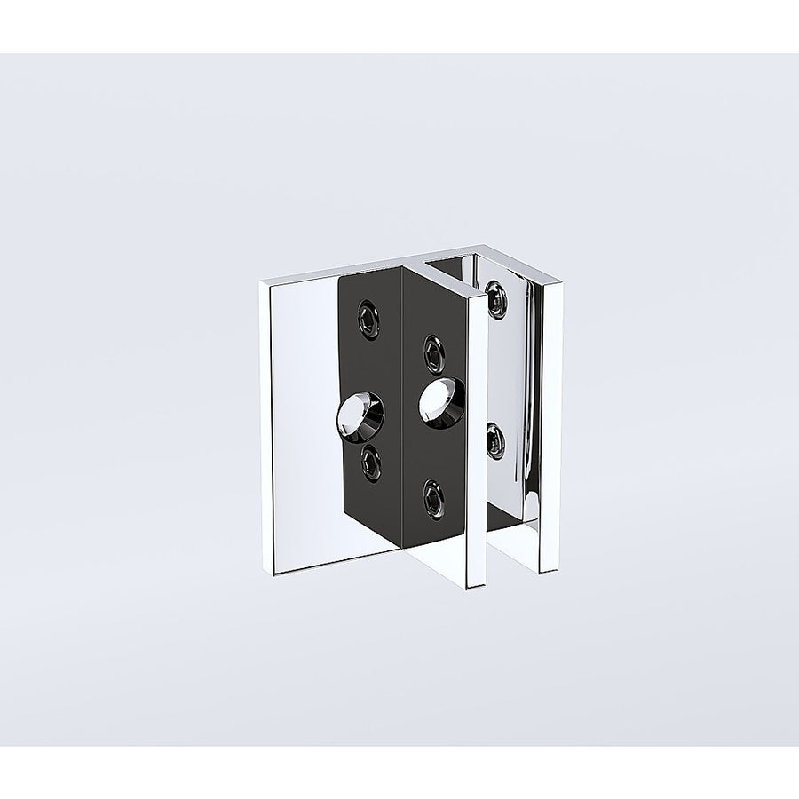 120x80cm Corner Frameless Shower Screen with Chrome Wall F-Brackets and SS Hinges, Square Double Pull Handle