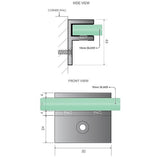 120x100cm Corner Frameless Shower Screen with Black F-Brackets and SS Hinges, Square Double Pull Handle - Low Angle