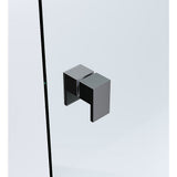 120x100cm Corner Frameless Shower Screen with Black F-Brackets and SS Hinges, Square Double Pull Handle