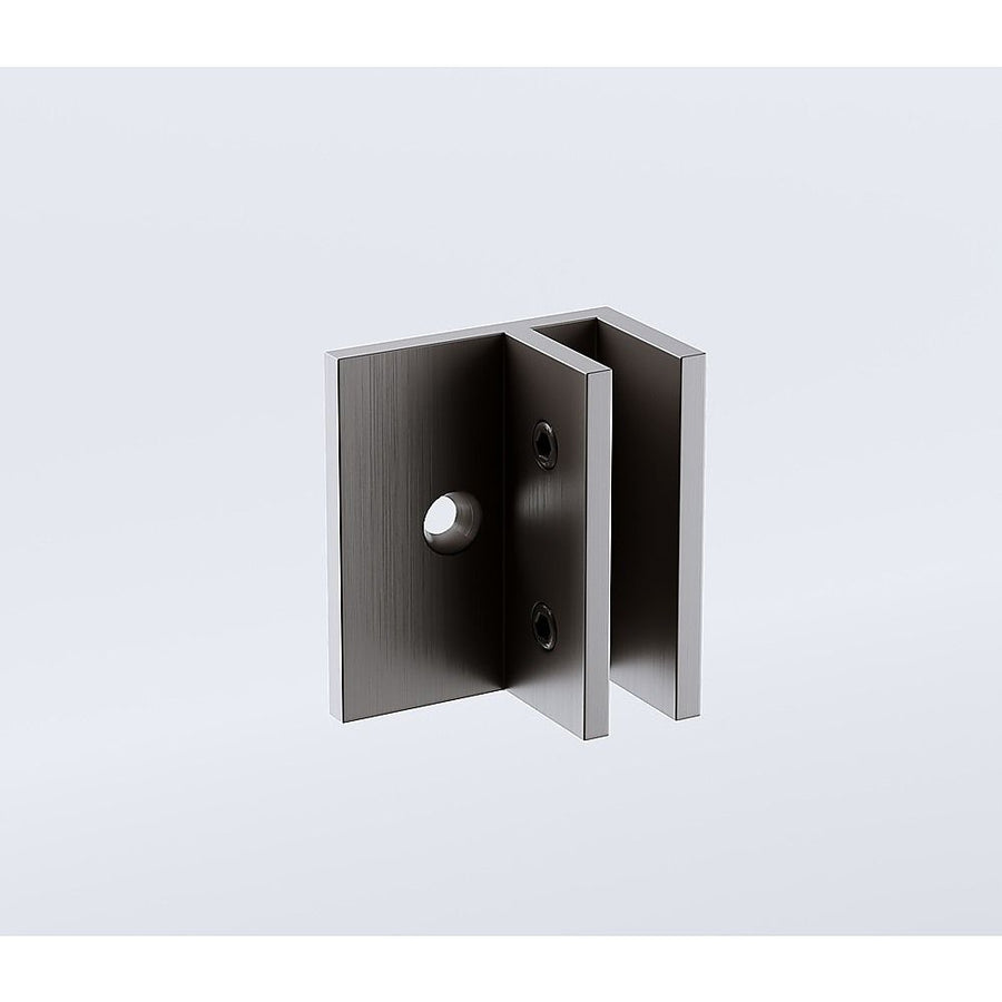 100x80cm Corner Frameless Shower Screen with Gunmetal Wall Channel and Floor F-Bracket and Brass Hinges, Round Knob Handle
