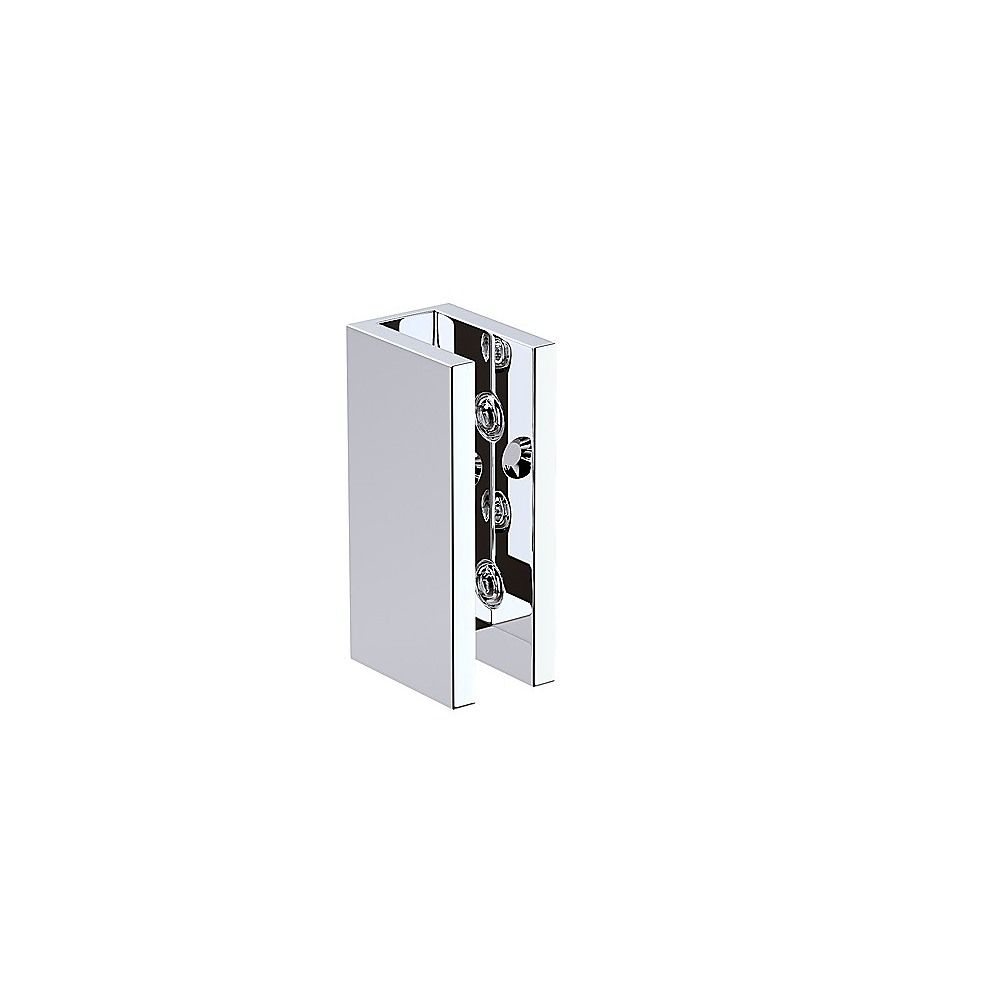 110x80cm Corner Frameless Shower Screen with Chrome U-Brackets and Floor U-Bracket and Brass Hinges, Round Knob Handle
