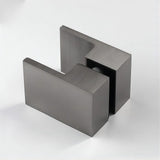 100x70cm Corner Frameless Shower Screen with Gunmetal F-Brackets and Brass Hinges, Square Double Pull Handle - Extra Image