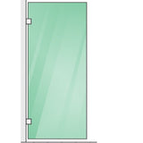 110x70cm Corner Frameless Shower Screen with Gold F-Brackets and Brass Hinges, Square Double Pull Handle - Top-Down View