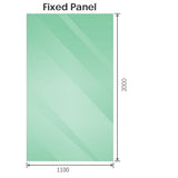 120x110cm Corner Frameless Shower Screen with Nickel F-Brackets and Brass Hinges, Square Double Pull Handle