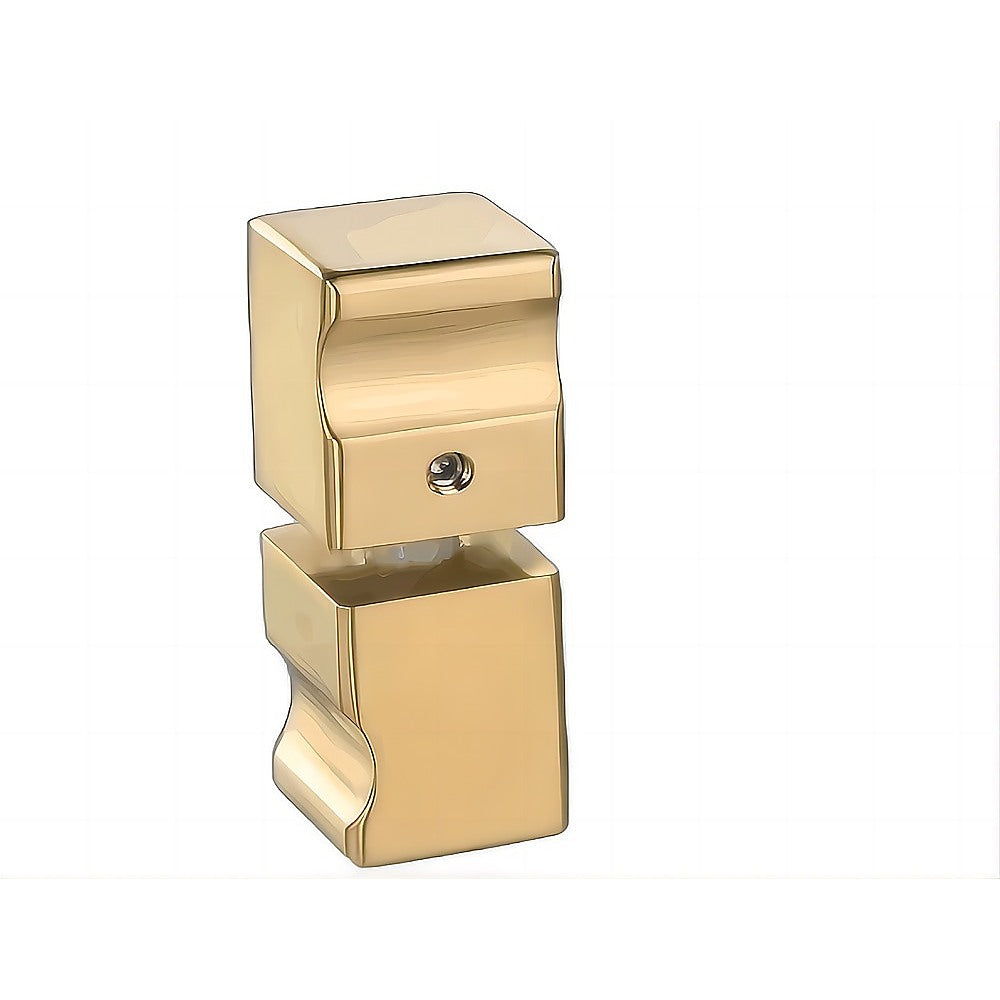 90x90cm Corner Frameless Shower Screen with Gold Wall Channel and SS Hinges, Square Knob Handle