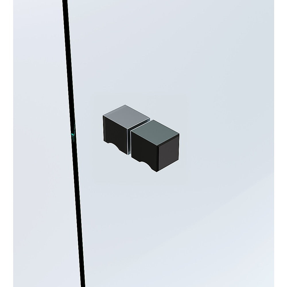 110x100cm Corner Frameless Shower Screen with Black Channel and SS Hinges, Square Knob Handle