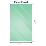 120x90cm Nickel Corner Frameless Shower Screen with Wall Channel Brackets, Stainless Steel Hinges & Square Knob Handle