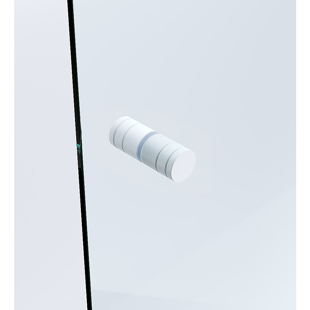 110x80cm White Corner Frameless Shower Screen with Wall Channel Brackets, Stainless Steel Hinges & Round Knob Handle