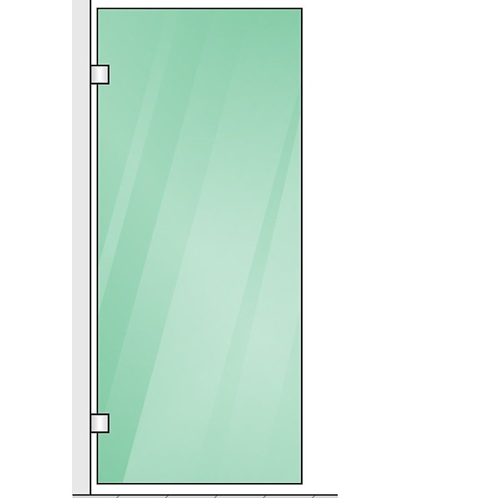 110x110cm Nickel Corner Frameless Shower Screen with Wall Channel Brackets, Stainless Steel Hinges & Round Knob Handle