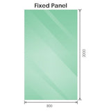 100x80cm Nickel Corner Frameless Shower Screen with Wall Channel Brackets, Stainless Steel Hinges & Square Double Pull Handle