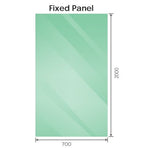 100x70cm Corner Frameless Shower Screen – Nickel Wall Channel with Brass Hinges & Round Knob Handle