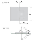 120x80cm Corner Frameless Shower Screen – Gold Wall Channel with Brass Hinges & Round Knob Handle - Extra Image
