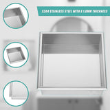 336 x 336 x 101mm Shower Niche Single Shelf Organizer No Tile Needed in Stainless Steel Finish - Close-Up Angle