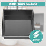 336 x 336 x 101mm Shower Niche Single Shelf Organizer No Tile Needed in Black - Low Angle