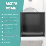 336 x 336 x 101mm Shower Niche Single Shelf Organizer No Tile Needed in Black - Extra Image