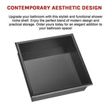336 x 336 x 101mm Shower Niche Single Shelf Organizer No Tile Needed in Black - Extra Image